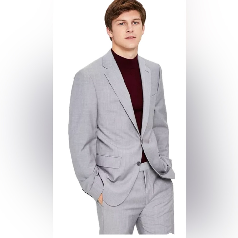 Calvin Klein Men’s Slim Fit Wool Infinite Stretch Suit Jacket - Light Grey